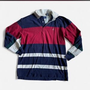 Classic Striped Polo Shirt - Navy, Red, and White